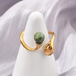 Имперская яшма 304 из нержавеющей стали манжеты кольца, с императорской яшмой, 17 мм, внутренний диаметр: 17 мм