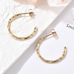 Настоящее золото 18K 304 серьги-гвоздики из нержавеющей стали c-образной формы, ионное покрытие (ip), реальный 18 k позолоченный, 25x2 мм