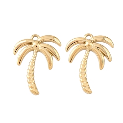 Настоящее золото 18K 304 подвески из нержавеющей стали, кокосовая пальма, ионное покрытие (ip), реальный 18 k позолоченный, 24x18x2.5 мм, отверстие : 1.5 мм