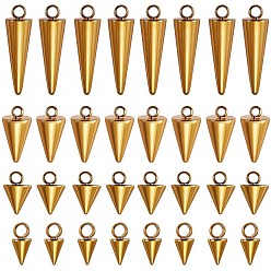 Золотой 32 шт 4 стиль 304 подвески из нержавеющей стали, шип / конус, золотые, 6.5~18x3~7 мм, отверстие : 1.8~2 мм, 8 шт / стиль