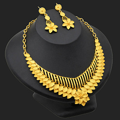 Золотой Наборы из цветочного сплава с нагрудниками и серьгами-гвоздиками, золотые, ожерелья: 480 мм; серьга: 55мм