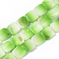 Зеленый лайм Презервативы с пресной водой, квадратный, зеленый лайм, 14.5~15.5x14.5~15.5x2.5~4 мм, отверстие : 1 мм, около 26 шт / нитка, 14.80 дюйм ~ 15.47 дюйм