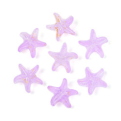 Фиолетовый Матовые стеклянные бусины, морская звезда, с золотой порошок, фиолетовые, 15x16x8 мм, отверстие : 1 мм, Около 909 шт / 1000 г