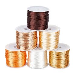 Couleur Mélangete 6 rouleaux 6 cordon satiné en nylon couleur queue de rat, chaîne de perles, pour le nouage chinois, fabrication de bijoux, couleur mixte, 2mm, environ 10.93 yards (10m)/rouleau, 6 couleur, 1 rouleau / couleur, 6rolls