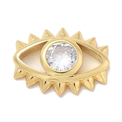 Настоящее золото 18K Покрытие стойки латунь микро паве прозрачные кабошоны из кубического циркония, долговечный, без свинца и без кадмия, злые глаза, реальный 18 k позолоченный, 11.5x15.5x3.5 мм