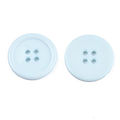 Light Blue 4-Hole Plastic Buttons, Flat Round, Light Blue, 22x2mm, Hole: 2mm