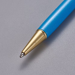Deep Sky Blue Creative Empty Tube Ballpoint Pens, with Black Ink Pen Refill Inside, for DIY Glitter Epoxy Resin Crystal Ballpoint Pen Herbarium Pen Making, Golden, Deep Sky Blue, 140x10mm