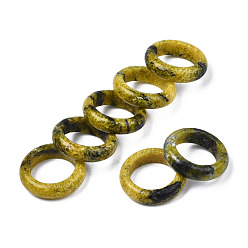 Желтая Бирюза(яшма) Кольцо с натуральной желтой бирюзой (яшма), украшения из драгоценных камней для женщин, размер США 5 1/2 (16.1 мм) ~ размер США 8 3/4 (18.7 мм)