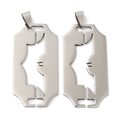 Нержавеющая Сталь Цвет Не тускнеющие 201 подвески из нержавеющей стали, лазерная резка, оберег лезвия бритвы, цвет нержавеющей стали, 47x24x1 мм, отверстие : 4 мм