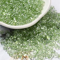Pale Green Baking Glass Seed Beads, Peanut, Pale Green, 5.5~6x3~3.5x3mm, Hole: 1~1.2mm