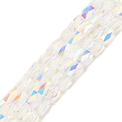 Прозрачный АВ Стеклянные бусины с гальваническим покрытием , с покрытием AB цвета, граненые, колонка, ясно AB, 4x2 мм, отверстие : 0.9 мм, около 100 шт / нитка, 19.29'' (49 см)
