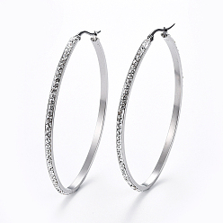 Нержавеющая Сталь Цвет Серьги из 304 нержавеющей стали, с полимерной глиной горный хрусталь, кристалл, цвет нержавеющей стали, 73x52x3 мм , штифт: 0.7x1 мм