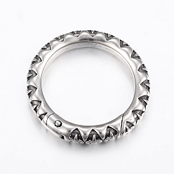 Antique Silver 304 Stainless Steel Spring Gate Rings, O Rings, Antique Silver, 23x3.5mm,Inner Diameter: 17mm
