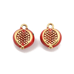 Pomegranate 304 из нержавеющей стали шармы эмали, реальный 14 k позолоченный, гранат, 11.5x9.5x6.5 мм, отверстие : 1.4 мм