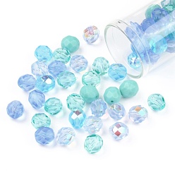 Aquamarine Fire-Polished Czech Glass Beads, Faceted, Ananas, Aquamarine, 7.5~8x8mm, Hole: 1.2mm, about 120pcs/bag
