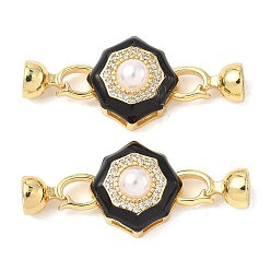 Настоящее золото 18K Застежки-бабочки из латуни с микропаве из прозрачного кубического циркония, без кадмия, без никеля и без свинца, с пластиковым жемчугом и эмалью, реальный 18 k позолоченный, 40 мм