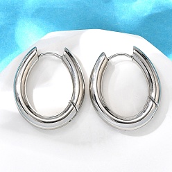 Нержавеющая Сталь Цвет Серьги из 201 нержавеющей стали, с 304 штифтов из нержавеющей стали, овальные, цвет нержавеющей стали, 24.5x21x4 мм