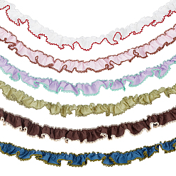 Color mezclado 6m 6 cinta de algodón de colores, Vestido de gasa plisado con ribete de encaje, color mezclado, 1-1/8 pulgada (28 mm), 1 m / color