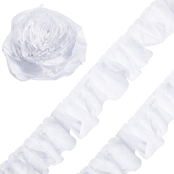White 5 Yards Polyester Ribbons for Sewing Decoration, White, 3-1/8 inch(80mm)