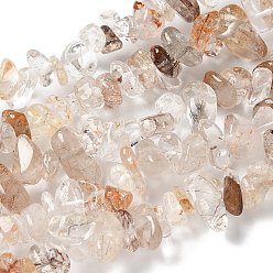Rutilated Кварц Природные Rutilated кварцевые нити бисера, чип, 5~8x5~8 мм, отверстие : 1 мм, о 31.5 дюйме