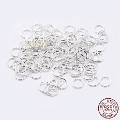 Silver 925 Sterling Silver Open Jump Rings, Round Rings, Silver, 24 Gauge, 4x0.5mm, Inner Diameter: 2.5mm, about 446pcs/10g