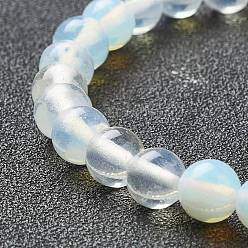 Opalite Opalite Beaded Stretch Bracelets, Round, Beads: 6~6.5mm, Inner Diameter: 2-1/4 inch(5.55cm)
