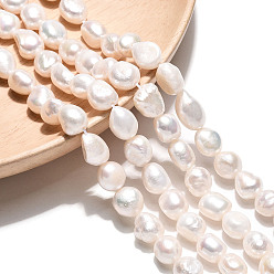 Кремово-белый Нити из натурального культивированного пресноводного жемчуга, двух сторон полированной, кремово-белые, 7.5~12x7~8.5x5~8 мм, отверстие : 0.6 мм, около 19~20 шт / нитка, 6.89~7.09 дюйм (17.5~18 см)