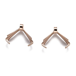 Розовое Золото 304 нержавеющей стали ледоруб прижимные поручительств, розовое золото , 10x11x4.5 мм, отверстие : 1.6 мм, штифты : 1 мм
