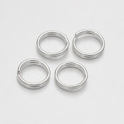Silver Brass Split Rings, Double Loops Jump Rings, Silver Color Plated, 7x0.6mm, about 6.4mm inner diameter, about 4760pcs/500g