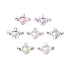 Античное Серебро Подвески из искусственного жемчуга в тибетском стиле, с акриловой, сердце, античное серебро, 18.5~19x27.5x5 мм, отверстие : 3 мм