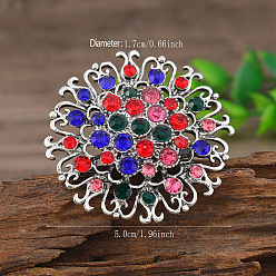 Разноцветный Кольца для пальцев из сплава и страз в этническом стиле, цветок, красочный, внутренний диаметр: 17 мм