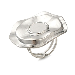 Нержавеющая Сталь Цвет Антикоррозийные 304 компоненты кольца из нержавеющей стали, Настройки колодки кольцо, плоско-круглые, цвет нержавеющей стали, лоток : 10 мм, круглый : 34.5x32 мм, внутренний диаметр: 17 мм