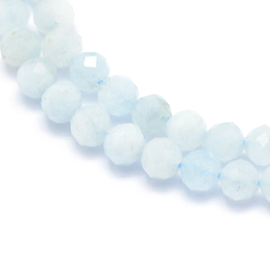 Aquamarine Natural Aquamarine Beads Strands, Faceted, Round, 3mm, Hole: 0.5mm, about 113pcs/strand, 15.35 inch(39cm)