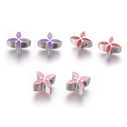 Мокасин 304 из нержавеющей стали бусы, с эмалью, лист, мокасин, 5.6~5.7x9 мм, отверстие : 3.5 мм