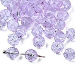 Лиловый Имитация Австрийские кристаллические шарики, класс AAA, к 9 стекло, граненые, круглые, сирень, 6 мм, отверстие : 0.7~0.9 мм