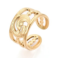 Настоящее золото 18K Ионное покрытие (ip) 304 манжеты из нержавеющей стали для женщин, дельфин и подсолнух, реальный 18 k позолоченный, 11 мм, внутренний диаметр: 17 мм