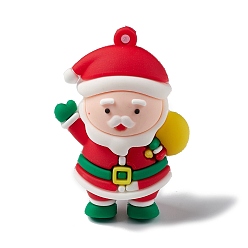 Красный Рождественские подвески из пвх, шарм деда мороза, красные, 57.5x40.5x25 мм, отверстие : 2.5 мм