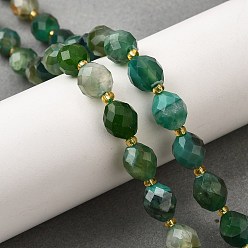 Зеленый агат Натуральный зеленый бисер пряди оникс Агат, граненые, в форме риса, с ЮВАО бисером, окрашенная и подогревом, 10x8.5 мм, отверстие : 1.6 мм, около 33~34 шт / нитка, 15.16'' (38.5 см)