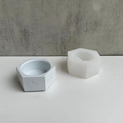 Шестиугольник Силиконовые формы для подсвечников своими руками, для смолы, левкас, цементное ремесло, шестиугольник, 82x72x39 мм