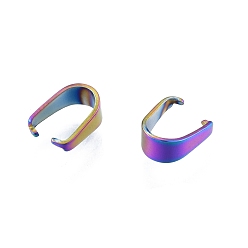 Rainbow Color Покрытие стойки 304 защелка из нержавеющей стали на дужках, Радуга цветов, 7x3 мм, штифты : 0.6 мм