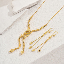 Настоящее золото 18K Модные женские серьги и ожерелья из латуни круглой формы для вечеринки, реальный 18 k позолоченный