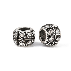 Кристалл Старинное серебро покрытием горный хрусталь сплава большое отверстие шарики европейца, Rondelle с листа, кристалл, 9x7 мм, отверстие : 5 мм