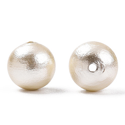 Cornsilk Compressed Cotton Pearl Beads, Eco-Friendly, Dyed, Round, Cornsilk, 8~8.5mm, Hole: 1.2mm
