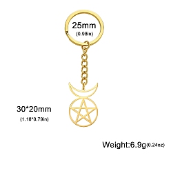 Golden Schlüsselanhänger aus Edelstahl, Stern, golden, Anhänger: 3x1.2cm