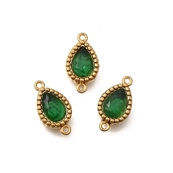 Зеленый 304 подвески-капельки из нержавеющей стали с кубическим цирконием, ионное покрытие (ip), золотые, зелёные, 12x6x3 мм, отверстие : 0.9 мм