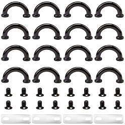 Черный Цвет Металла 18 шт. пряжки с D-образным кольцом из сплава, металлические застежки-подвески для соединителя цепного ремня, металлический черный , 14x26.5x7 мм, отверстие : 2.3 мм