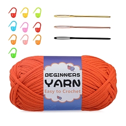 Коралловый Набор инструментов для вязания своими руками, с хлопковой пряжей для наполнения сердцевины, маркером петель и иглой, для пледов подушки поделки из пряжи крючком, коралл, 157x92x92 мм