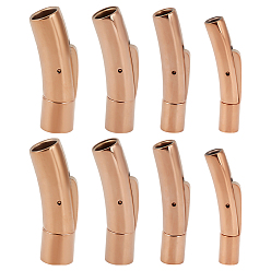 Розовое Золото 8 шт. 4 стили байонетные застежки из нержавеющей стали, с кнопками, изогнутая трубка, розовое золото , 29.5~60.5x5~7.5x7~9 мм, отверстие : 2.5~6 мм, 2 шт / стиль