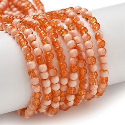 Оранжево-Красный Стеклянные бусины кракле, рондель, оранжево-красный, 4.5 мм, отверстие : 0.7 мм, около 208~217 шт / нитка, 299.21'' (760 см)