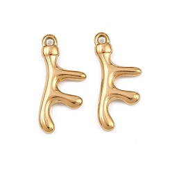 Настоящее золото 18K 304 подвески из нержавеющей стали, подвески из искусственного коралла, ионное покрытие (ip), реальный 18 k позолоченный, 23x10.5x3 мм, отверстие : 1.5 мм